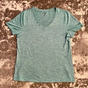 ATHLETIC WORKS Teal Blue Short Sleeve Workout Medium Top GREAT CONDITION
